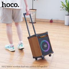 Loa kéo hát karaoke HOCO HA2 có đèn led LOVE MUSIC chính hãng bluetooth tặng kèm 2 micro không dây [BH: 1 NĂM]