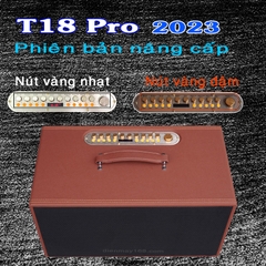 Loa kéo di động T18 PRO loa 2 Bass thùng gỗ kèm 2 micro vỏ nhôm UHF siêu hút không dây hát karaoke siêu hay thùng gỗ [BH 6 tháng]