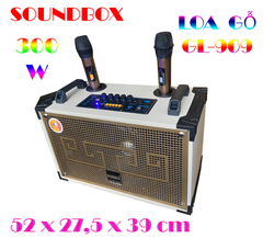 Loa kéo 2.5 tấc SoundBox GL-909 300w xách tay gỗ bluetooth karaoke kèm 2 micro không dây [BH: 6 tháng]