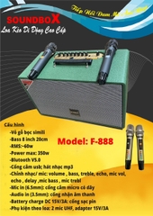Loa xách tay SoundBox F888 bass 20 chính hãng kèm 2 micro không dây [BH 6 tháng]