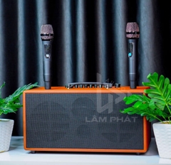 Loa kéo di động T18 loa 2 Bass thùng gỗ kèm 2 micro vỏ nhôm UHF siêu hút không dây hát karaoke siêu hay thùng gỗ [BH 6 tháng]