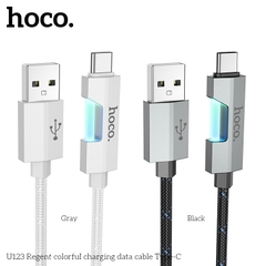Cáp sạc nhanh 3A Hoco U123 cổng Type-C có đèn báo, truyền dữ liệu ( Usb ra Type c, a-c) chính hãng  [BH 1 NĂM]