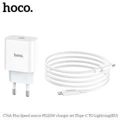 Bộ Sạc Nhanh 20W HOCO C76A Plus (c-l) Type C ra iPhone Lightning Chính Hãng [BH: 1 NĂM]