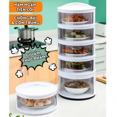 Lồng bàn 5 tầng cao cấp có quai xách giữ nhiệt màu trắng tiện lợi vệ sinh [BH: NONE]