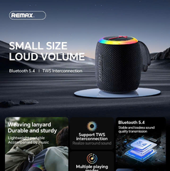 Loa bluetooth V5.4 Remax RB-M81 pin 1200mAh 7W có đèn led kèm móc treo siêu đẹp chính hãng [BH 1 Năm]