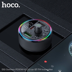 Cóc sạc nhanh 30w xe hơi HOCO E82 phát FM Bluetooth, led RGB, tẩu 1 cổng Type C, 2 cổng USB chính hãng [BH 1 năm]