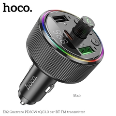 Cóc sạc nhanh 30w xe hơi HOCO E82 phát FM Bluetooth, led RGB, tẩu 1 cổng Type C, 2 cổng USB chính hãng [BH 1 năm]