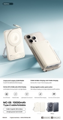 Pin sạc dự phòng REMAX MC-05 10000mAh sạc kèm cáp kiêm sạc không dây magnetic sạc nhanh QC3.0+15W+22.5W