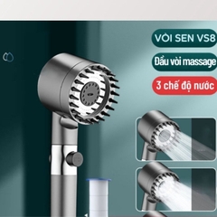 Vòi sen nhà tắm tăng áp kèm gai đầu massage đa năng 4 trong 1 có dây [BH: NONE]