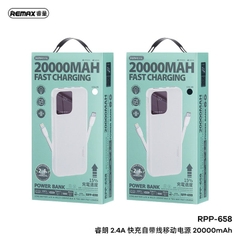 Pin sạc dự phòng Remax RPP-658 20.000mAh kèm cáp liền pin 2.4A chính hãng [BH 1 năm]
