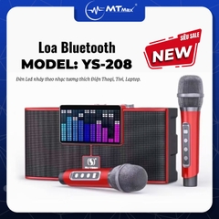 Loa bluetooth karaoke YOSD YS-208 150w kèm 2 micro không dây có đèn led RGB 7 màu siêu đẹp cực hay xách tay chính hãng [BH 6 tháng]