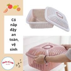 Rổ đựng rau củ đồ đạc có nắp đậy chữ nhật nhựa cao cấp 29*22*10cm