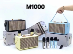 Loa bluetooth Karaoke mini M1000 có quai xách, tặng kèm 2 micro không dây [BH: 6 tháng]