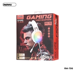 Tai nghe 3.5 headphone REMAX RM-706 mẫu chụp tai kiêm micro cho game thủ kèm đèn led siêu đẹp [BH 1 Năm]