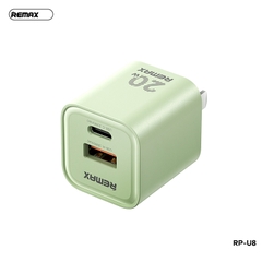 Cóc sạc nhanh 20w REMAX RP-U8 CN GAN (1 cổng type-c vs 1 cổng usb) chính hãng [BH 1 năm]