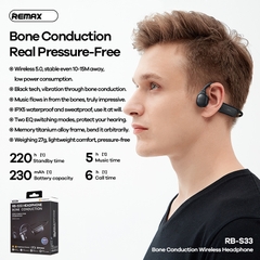 Tai nghe bluetooth Remax RB-S33 choàng cổ, thể thao chống rớt V5.0 (dẫn truyền âm thanh qua xương) chính hãng [BH: 1 NĂM]