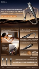 Cáp jack chuyển REMAX C21 usb ra 3.5mm chui cái 12cm chính hãng [BH 1 năm]