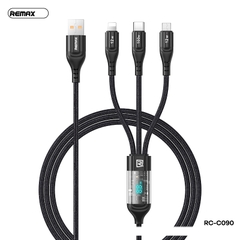 Cáp sạc nhanh 3 đầu 100w Remax RC-C090 đa năng chính hãng [BH: 1 NĂM] / pktn sale