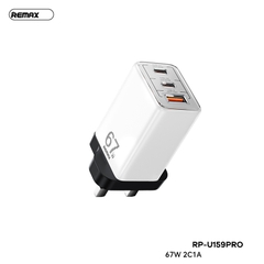 Cóc sạc nhanh 67W Remax RP-U159 PRO CN 3 cổng (1 cổng usb + 2 cổng type c) chính hãng [BH: 1 năm]