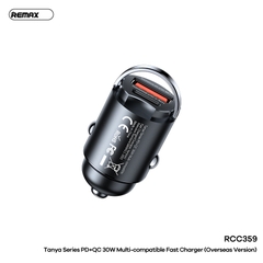 Cóc sạc nhanh 30w REMAX RCC-359 ô tô củ / tẩu sạc xe hơi 1 cổng type-c PD, 1 cổng usb QC3.0 chính hãng [BH 1 Năm]