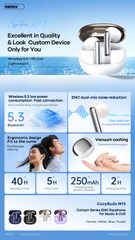 Tai nghe bluetooth REMAX COZYBUDS W13 V5.3 TWS kiểu dáng airpods true wireless chính hãng [BH 1 năm]