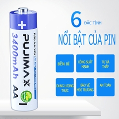 1 Hộp 4 viên pin sạc AA (2A) PUJI 3400mAh [BH: NONE]
