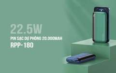 Pin sạc nhanh 22.5w Remax RPP-180 20.000mAh QC3.0 + PD (sạc dự phòng) chính hãng [BH 1 năm]