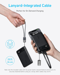 Pin sạc nhanh 22.5w ANKER A1257 10.000mAh dự phòng, có màn hình hiển thị % pin, dây treo chính hãng [BH: 1 NĂM]