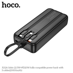 Pin sạc nhanh 22.5w HOCO J132A 20.000mAh dự phòng kèm 3 cáp liền pin có led chính hãng [BH 1 Năm]