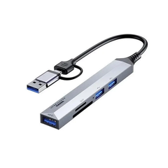 Bộ chuyển đổi (HUB) USB + Type C sang USB REMAX RU-U7 chuyển từ USB/TypeC sang USB2.0 USB3.0 +SD+TF chính hãng