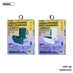 Pin sạc nhanh 30w REMAX RPP-86 10.000mAh dự phòng kèm cáp liền pin chính hãng [BH 1 Năm]