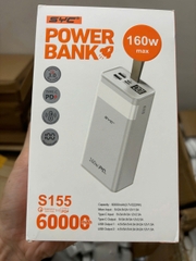 Pin sạc nhanh 160W max SYC S155 60.000mAh, có màn hình hiển thị % pin, chức năng đèn pin chính hãng [BH: 1 NĂM]