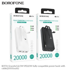 Pin sạc nhanh 22.5w BOROFONE BJ57A 20.000mAh QC3.0+PD 22.5W kèm cáp liền pin chính hãng [BH 1 năm]