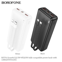 Pin sạc nhanh 22.5w BOROFONE BJ57A 20.000mAh QC3.0+PD 22.5W kèm cáp liền pin chính hãng [BH 1 năm]