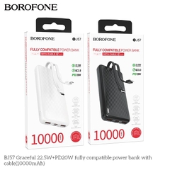 Pin sạc nhanh 22.5w BOROFONE BJ57 10.000mAh QC3.0+PD 22.5W kèm cáp liền pin chính hãng [BH 1 năm]