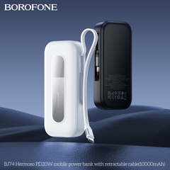 Pin sạc nhanh 20w Borofone BJ74 10.000mAh dự phòng kèm cáp sạc liền pin dây rút PD20W BH 1 năm
