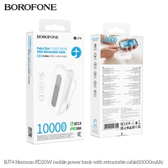 Pin sạc nhanh 20w Borofone BJ74 10.000mAh dự phòng kèm cáp sạc liền pin dây rút PD20W BH 1 năm