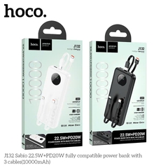 Pin sạc dự phòng Hoco J132 10.000mAh sạc nhanh 22.5w có màn hình LCD kèm 2 cáp liền dây chính hãng [Bh 1 Năm]