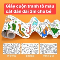 Tranh tô màu sticker cắt dán cuộn dài 3 mét cho bé