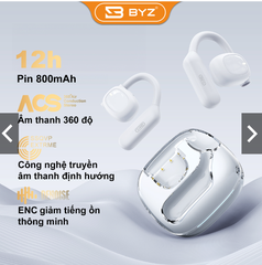 Tai nghe bluetooth BYZ S-600 (Trắng vs Xanh Đen) kiểu dáng airpods chống ồn S600 [BH: 6 tháng]