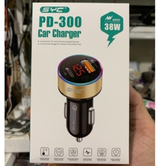 Cóc sạc nhanh 120w xe hơi SYC PD300 1 cổng usb, 1 cổng type-c có màn hình hiển thị dòng chính hãng [BH 1 năm]