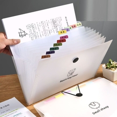 Bìa đựng hồ sơ, tài liệu giấy A4 NÚT BẤM 12 ngăn kèm sticker có dây gài Size 34 X 26CM- MÀU VỀ TÙY LÔ- a407 [BH: NONE]
