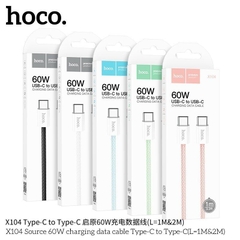 Cáp sạc nhanh 60W HOCO X104 (c-c 1m) 2 đầu Type-C ra TypeC dây dù chính hãng [BH 1 năm]