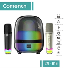 Loa bluetooth karaoke COMENCN CN-616 kèm 2 micro không dây hát karaoke có đèn led [BH 6 tháng]