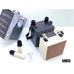 Loa karaoke mini POWERFUL M-83 tặng kèm 2 micro không dây [BH: 3 tháng]