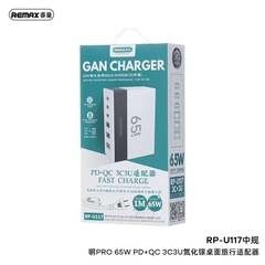 Cóc sạc nhanh 65w GaN REMAX RP-U117 CN (3C vs 3A - 3 cổng type-c vs 3 cổng usb) PD QC3.0 chính hãng dây dài 1m [BH 1 năm]