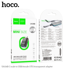 Bộ chuyển đổi HOCO UA36B (C-USB) OTG Type C đực sang USB cái mẫu trong suốt siêu đẹp