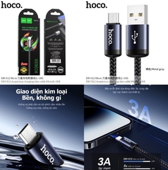Cáp sạc nhanh 3A micro HOCO DM-X12 chui samsung chính hãng [BH 1 năm]