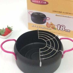 Nồi chiên chống dính Emoojoo vân đá nhật bản 18cm-20cm tùy lô kèm khay ráo dầu mỡ [BH: NONE] / pktn sale