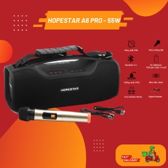 Loa bluetooth karaoke HopeStar A6 Pro công suất lớn siêu bass kèm 1 micro không dây chính hãng [BH 6 tháng]